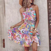 Women's Regular Dress Vacation Halter Neck Sleeveless Printing Knee-Length Holiday Beach main image 3