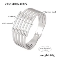 Casual Simple Style Hexagon Round Titanium Steel 18K Gold Plated Rhinestones Bangle In Bulk main image 2