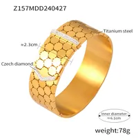 Casual Simple Style Hexagon Round Titanium Steel 18K Gold Plated Rhinestones Bangle In Bulk main image 3
