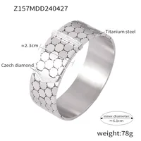 Casual Simple Style Hexagon Round Titanium Steel 18K Gold Plated Rhinestones Bangle In Bulk sku image 7