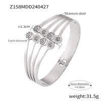 Casual Simple Style Hexagon Round Titanium Steel 18K Gold Plated Rhinestones Bangle In Bulk sku image 5