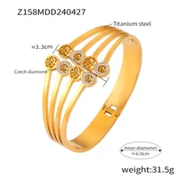 Casual Simple Style Hexagon Round Titanium Steel 18K Gold Plated Rhinestones Bangle In Bulk sku image 6