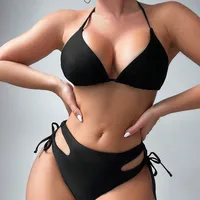 Women's Vacation Cartoon Letter Coconut Tree 3 Pieces Set Bikinis Swimwear main image 3