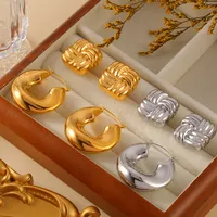 1 Pair Casual Simple Style U Shape Lines Plating 304 Stainless Steel 18K Gold Plated Ear Studs main image 9