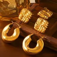 1 Pair Casual Simple Style U Shape Lines Plating 304 Stainless Steel 18K Gold Plated Ear Studs main image 1