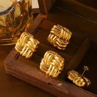 1 Pair Casual Simple Style U Shape Lines Plating 304 Stainless Steel 18K Gold Plated Ear Studs main image 7