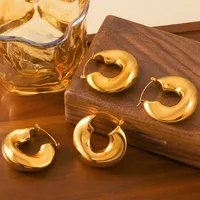 1 Pair Casual Simple Style U Shape Lines Plating 304 Stainless Steel 18K Gold Plated Ear Studs main image 5