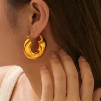 1 Pair Casual Simple Style U Shape Lines Plating 304 Stainless Steel 18K Gold Plated Ear Studs main image 4