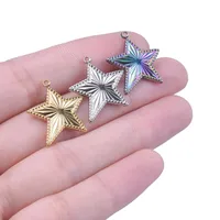 1 Piece 18 * 20mm Hole 1~1.9mm 304 Stainless Steel 18K Gold Plated Pentagram Polished Pendant main image 5