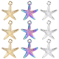 1 Piece Hole 1~1.9mm 304 Stainless Steel 18K Gold Plated Starfish Sandblasted Polished Pendant main image 2