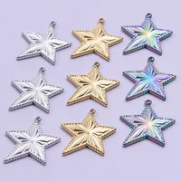 1 Piece 18 * 20mm Hole 1~1.9mm 304 Stainless Steel 18K Gold Plated Pentagram Polished Pendant main image 1