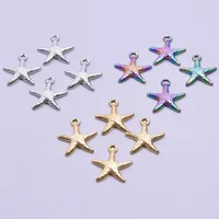 1 Piece Hole 1~1.9mm 304 Stainless Steel 18K Gold Plated Starfish Sandblasted Polished Pendant main image 1