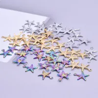 1 Piece Hole 1~1.9mm 304 Stainless Steel 18K Gold Plated Starfish Sandblasted Polished Pendant main image 4