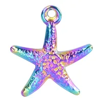 1 Piece Hole 1~1.9mm 304 Stainless Steel 18K Gold Plated Starfish Sandblasted Polished Pendant sku image 2