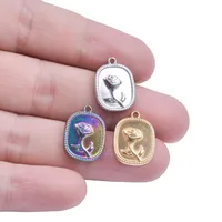 304 Stainless Steel Simple Style Classic Style Plating Flower Jewelry Accessories main image 5