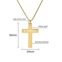 Casual Vacation Classic Style Cross Letter 304 Stainless Steel Luminous Polishing Hollow Out 18K Gold Plated Men's Pendant Necklace main image 10