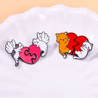 Cartoon Style Cute Simple Style Heart Shape Cat Alloy Enamel Plating Unisex Brooches Collar Pin main image 6