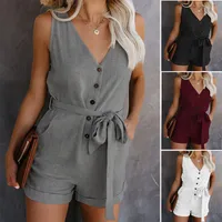 Women's Holiday Daily Simple Style Solid Color Shorts Rompers main image 1