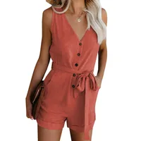 Women's Holiday Daily Simple Style Solid Color Shorts Rompers main image 4
