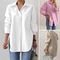 Women's Blouse Long Sleeve Blouses Pocket Simple Style Solid Color main image 1