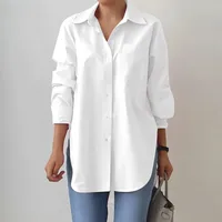 Women's Blouse Long Sleeve Blouses Pocket Simple Style Solid Color main image 2