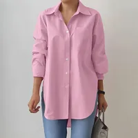 Women's Blouse Long Sleeve Blouses Pocket Simple Style Solid Color main image 3