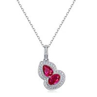 925 Sterling Silver 925 Sterling Silver Lab-grown Gemstone Diamond Gourd Pendant Necklace main image 1
