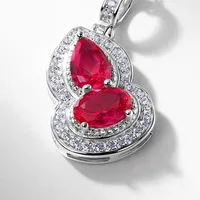 925 Sterling Silver 925 Sterling Silver Lab-grown Gemstone Diamond Gourd Pendant Necklace main image 2