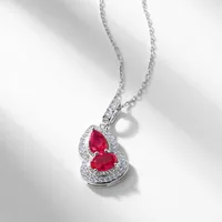 925 Sterling Silver 925 Sterling Silver Lab-grown Gemstone Diamond Gourd Pendant Necklace main image 3