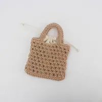 Unisex Cotton Grid Streetwear Open Square Bag sku image 11