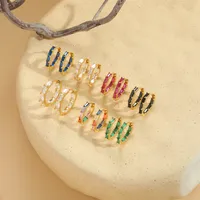 1 Pair Vintage Style Simple Style Commute Round Inlay Copper Zircon 14K Gold Plated Hoop Earrings main image 4
