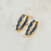1 Pair Vintage Style Simple Style Commute Round Inlay Copper Zircon 14K Gold Plated Hoop Earrings sku image 2