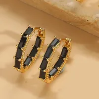 1 Pair Vintage Style Simple Style Commute Round Inlay Copper Zircon 14K Gold Plated Hoop Earrings sku image 4