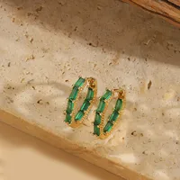 1 Pair Vintage Style Simple Style Commute Round Inlay Copper Zircon 14K Gold Plated Hoop Earrings sku image 5