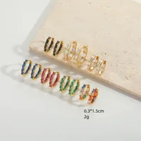 1 Pair Vintage Style Simple Style Commute Round Inlay Copper Zircon 14K Gold Plated Hoop Earrings main image 6