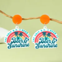 1 Pair IG Style Cute Book Letter Flower Painted Arylic Drop Earrings main image 5