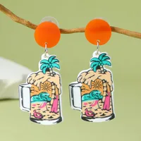 1 Pair IG Style Cute Book Letter Flower Painted Arylic Drop Earrings main image 4