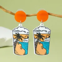 1 Pair IG Style Cute Book Letter Flower Painted Arylic Drop Earrings main image 3