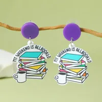 1 Pair IG Style Cute Book Letter Flower Painted Arylic Drop Earrings main image 2