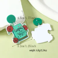 1 Pair IG Style Cute Book Letter Flower Painted Arylic Drop Earrings sku image 6