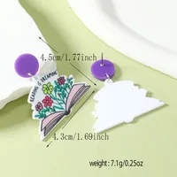 1 Pair IG Style Cute Book Letter Flower Painted Arylic Drop Earrings sku image 5