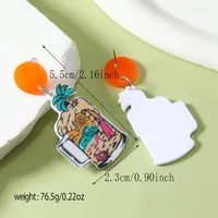 1 Pair IG Style Cute Book Letter Flower Painted Arylic Drop Earrings sku image 2