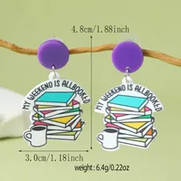 1 Pair IG Style Cute Book Letter Flower Painted Arylic Drop Earrings sku image 1