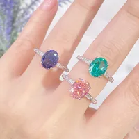 925 Sterling Silver Zircon Oval Rings main image 1