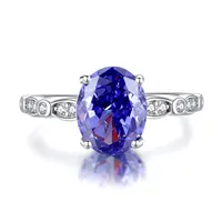 925 Sterling Silver Zircon Oval Rings sku image 9
