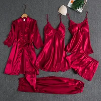 Home Daily Women's Luxurious Solid Color Imitated Silk Polyester Shorts Sets Pajama Sets main image 1