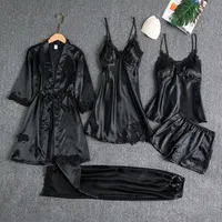 Home Daily Women's Luxurious Solid Color Imitated Silk Polyester Shorts Sets Pajama Sets main image 5