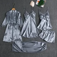 Home Daily Women's Luxurious Solid Color Imitated Silk Polyester Shorts Sets Pajama Sets main image 4