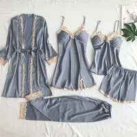Home Daily Women's French Style Solid Color Imitated Silk Polyester Pajama Sets main image 5