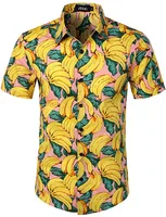 Men's Flower Watermelon Banana British Style Turndown Short Sleeve Slim Men's Tops main image 4